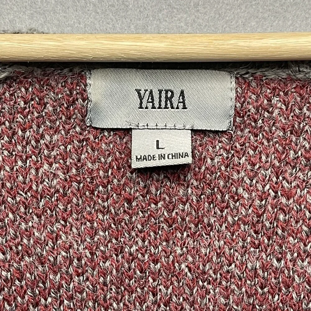 Yaira Open Knit Cardigan Sweater Colorblock Pattern Long L - Picture 4 of 9